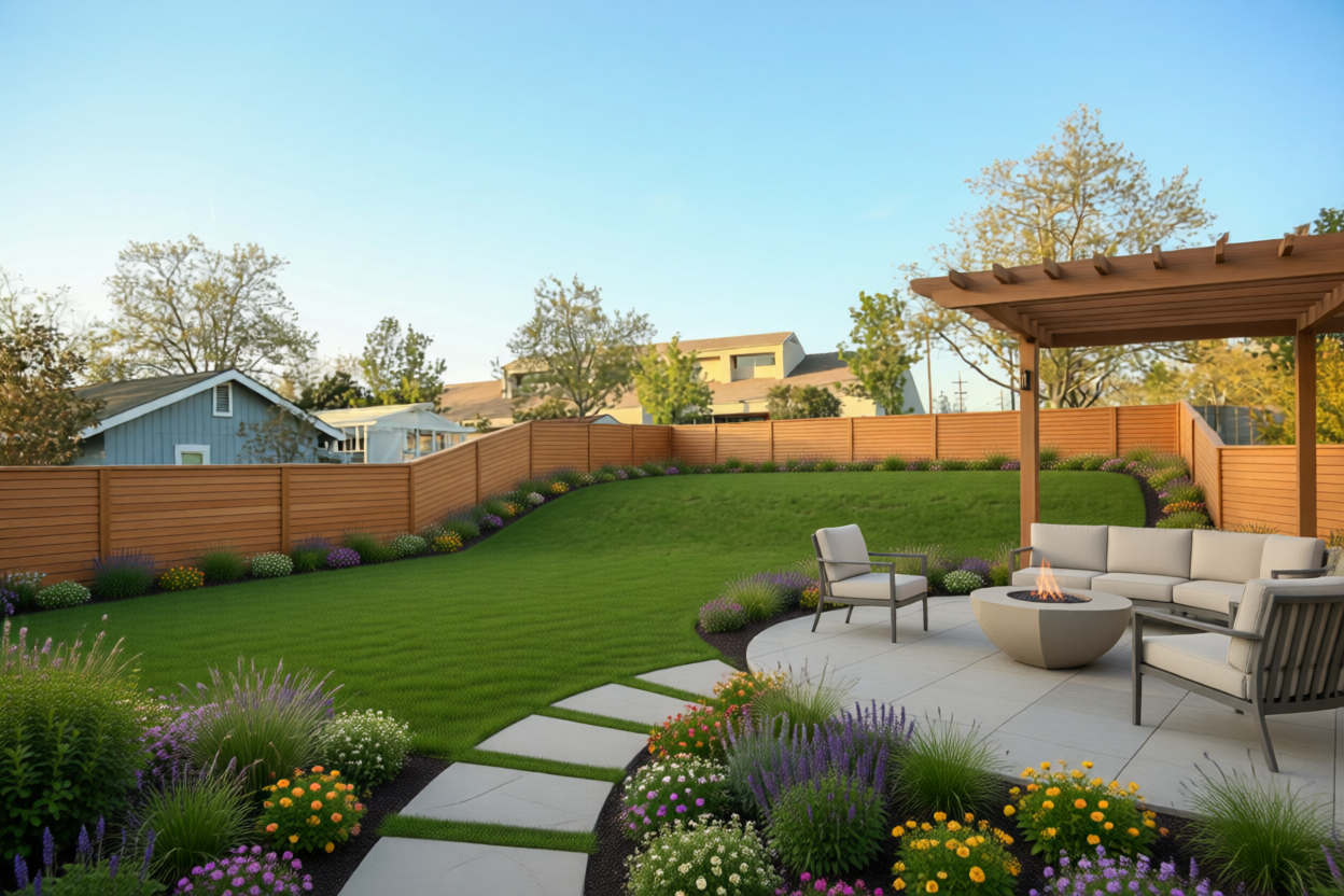 AI redesign of the same garden
